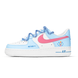 Nike Кроссовки Air Force 1 Meowth Kitten с низким верхом для скейтборда, устойчивые к истиранию, унисекс, синие, белые, красные dd8959-100（team971-喵鸣小猫） | blue white red