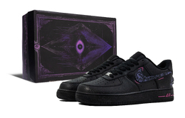 Nike Кроссовки Air Force 1 для скейтбординга, износостойкие, низкие, унисекс, черные, фиолетовые cw2288-001（team454-诅咒之眸-box） | black purple