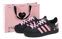 Adidas Низкие амортизирующие кроссовки для скейтбординга Superstar 2 унисекс, черные, розовые jh9977（team205-樱焰溯光） | cherry flame trace