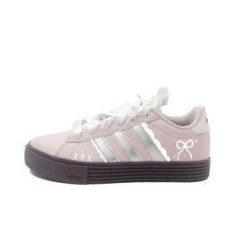 Adidas Кроссовки для скейтбординга Daily 4.0 Silver Butterfly, износостойкие, низкие, унисекс, розовые jr0080(tea641-银色蝴蝶结) | pink