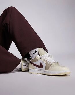 Кроссовки Nike Air Jordan 1 Low SE белого и коричневого цветов 137279936 | white