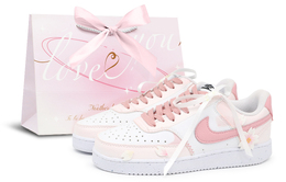 Nike Кроссовки для скейтбординга Court Vision 2, унисекс, низкие, белые/розовые dh3158-101(team1279-桃花朵朵s-box) | pink white
