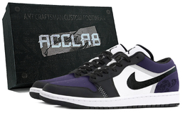 Jordan Баскетбольные кроссовки Air 1 Cushioning Low Top Vintage унисекс, черные, фиолетовые dc0774-101(team349-墨紫惊鸿-礼盒) | black purple