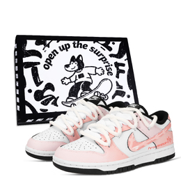 Nike Кроссовки для скейтбординга Dunk Black White, Cupid's Arrow, устойчивые к истиранию, низкие, унисекс, розовые, белые hf5441-100（team971-爱神之箭鞋盒） | pink white