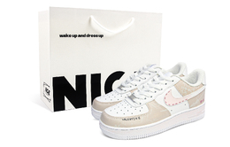 Nike Кроссовки Air Force 1 с низким верхом для скейтборда, устойчивые к истиранию, унисекс, розовые, коричневые, белые dd8958-100（team1110-恋绘蜜笺s-box） | pink brown white