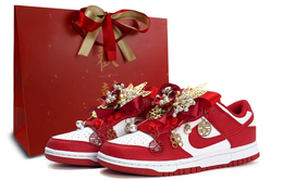 Nike Свадебные кроссовки Dunk, износостойкие низкие кроссовки в китайском стиле, унисекс, красные, белые dd1873-116(team35-婚鞋s-box) | red white