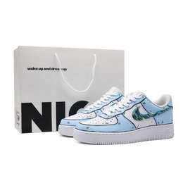 Nike Легкие низкие кроссовки для скейтбординга Air Force 1 Van Gogh Note, унисекс, белые, синие cw2288-111（team241-梵高笔记s-box） | white blue (shopping bag)