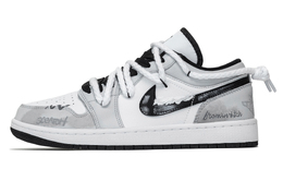 Jordan Баскетбольные кроссовки Air 1 Green And Unripe с низким верхом, винтажные, унисекс, серо-белые 553558-132(team201-男女款青涩) | gray white