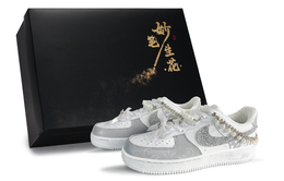 Кроссовки для скейтбординга Air Force 1, унисекс, низкие, серые Nike, Silver Gray cw2288-111(team171-纯白花嫁s-box) | silver gray