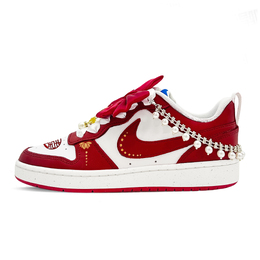 Nike Кроссовки для скейтбординга Court Borough Lilith Bride, износостойкие, дышащие, низкие, женские, белые, красные bq5448-119(team1028-莉莉丝花嫁） | white red