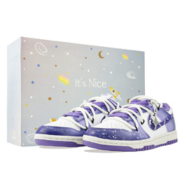 Nike Кроссовки для скейтбординга Dunk Zeus Feather с амортизацией, износостойкие, женские, белые, фиолетовые dd1873-108(team877-宙斯之羽） | white purple (special shopping bag)