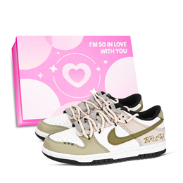 Nike Кроссовки для скейтбординга Dunk Black White, Green Graffiti, устойчивые к истиранию, низкие, унисекс, розовые, белые, зеленые hf5441-100(team-971绿意涂鸦粉鞋盒) | pink white green