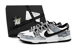 Nike Кроссовки для скейтбординга Dunk унисекс с низким верхом, черные/белые hf5441-100(team177-黯夜涂鸦-box) | black white