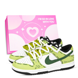 Nike Кроссовки для скейтбординга Dunk Black White, Good Luck Always Comes, износостойкие, низкие, унисекс, зеленые, белые hf5441-100（team-971好运常来粉鞋盒） | green white