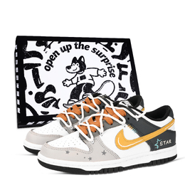 Nike Кроссовки для скейтбординга Dunk Black White, Vintage Star, износостойкие, низкие, унисекс, оранжевые, желтые, черные hf5441-100（team971-复古星鞋盒） | orange yellow black