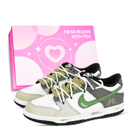 Nike Кроссовки для скейтбординга Dunk Black White, Green Shade, износостойкие, низкие, унисекс, зеленые, серые, белые hf5441-100(team-971绿荫鞋盒) | green gray white