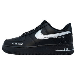 Nike Кроссовки для скейтбординга Air Force 1 с противоскользящим износостойким верхом, унисекс, черные, белые, серебристые cw2288-001（team598-月光骑士） | black silver