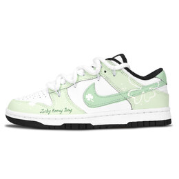 Nike Кроссовки для скейтбординга Dunk Black White, Green Road Lucky, устойчивые к истиранию, низкие, унисекс, зеленые dd1391-100（team883-绿途幸运） | green