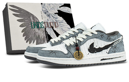 Jordan Баскетбольные кроссовки Air 1 Low Top Vintage Unisex Blue Black 553558-165（team1117墨竹踏云-box） | black