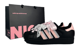 Adidas Кроссовки для скейтбординга Superstar, женские, низкие, белые eg4959(team1090-邂逅) | black pink