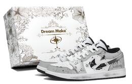 Jordan Баскетбольные кроссовки Air 1 Light Year Space Cushioning Low Top Vintage унисекс серо-белые 553558-132(team201-男女款光年空间box) | gray white