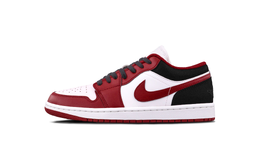 Jordan Баскетбольные кроссовки Air 1 Bred с амортизацией и износостойкостью, винтажные, унисекс, красные, черные 553558-166（team766-黑红脚趾） | red black