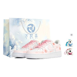 Nike Кроссовки Air Force 1 Kaleidoscope, Blossom, Shopping Bag, износостойкие, низкие, женские, розовые, белые cw2288-111(team113-绽放s-box) | pink white