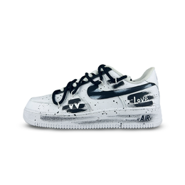 Nike Кроссовки Air Force 1 Love Graffiti с низким верхом, устойчивые к истиранию, для скейтбординга, унисекс, черные, белые cw2288-111（team1249-爱意涂鸦） | black white