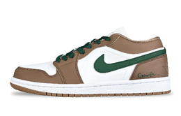 Jordan Баскетбольные кроссовки Air 1 Fairyland, Green Essence, износостойкие, винтажные, низкие, унисекс, зелено-коричневые dc0774-202(team257-绿蕴) | green brown