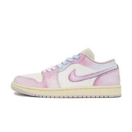 Jordan Баскетбольные кроссовки AJ1 Cotton Candy, износостойкие, винтажные, низкие, унисекс, розовые, с синим градиентом dc0774-103（teaam838-棉花糖） | pink blue gradient