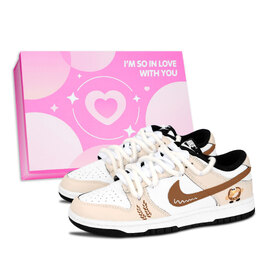Nike Кроссовки для скейтбординга Dunk Black White, Wheat Man, износостойкие, низкие, унисекс, коричневые dd1391-100（team883-麦穗漫履粉鞋盒） | brown