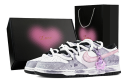 Nike Кроссовки для скейтбординга Dunk Purple Palace Ballad, Heart Box, износостойкие, низкие, унисекс, фиолетово-белые dd1391-100(team773-紫阙谣-爱心礼盒) | purple white