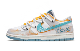 Nike Кроссовки для скейтбординга Dunk Bubbles Wave Low унисекс, синие и желтые hf5441-001(team692-泡泡电波) | sky blue