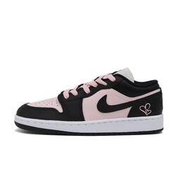 Jordan Баскетбольные кроссовки Air 1 Heartbeat Love Confession с низким верхом, износостойкие, женские, цвет: черный, розовый dc0774-101（team664-心动告白） | black pink
