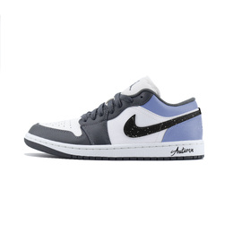 Jordan Баскетбольные кроссовки Air 1 LOW, износостойкие, винтажные, серо-синие, унисекс 553558-044（team448-灰蓝） | gray blue