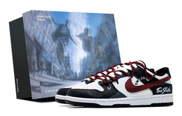 Nike Кроссовки для скейтбординга Dunk, устойчивые к истиранию, низкие, унисекс, черные, белые, красные hf5441-100（team260-嘻哈乐队qd-box） | black white red-box