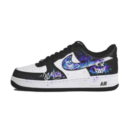 Nike Кроссовки Air Force 1 для скейтбординга, устойчивые к истиранию, низкие, унисекс, белые, черные dv0788-001(team183-嘻哈笑脸） | black white
