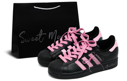 Adidas Кроссовки для скейтбординга Superstar, унисекс, низкие, черные/розовые eg4959(team52-甜酷辣妹2.0s-box) | black pink
