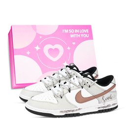 Nike Кроссовки для скейтбординга Dunk Smile Coffee, износостойкие, унисекс, серые, коричневые, белые dd1503-101（team971-微笑咖啡鞋盒） | gray brown white