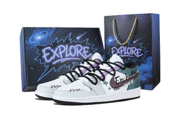 Баскетбольные кроссовки Air 1 Mystic Starry Footprint Low top Vintage унисекс серые Jordan, White dc0774-101（team1171-迷幻星履-礼盒） | white