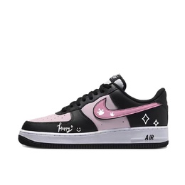 Nike Кроссовки Air Force 1 с амортизацией, износостойкие, низкие, для скейтбординга, унисекс, черные, белые, розовые dv0788-001（team1263-粉桃笑脸） | black