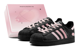 Adidas Кроссовки для скейтбординга Superstar 2, унисекс, низкие, черные ji0079(teams1-粉粉猫爪s-box) | pink black
