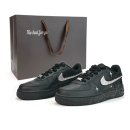 Nike Кроссовки Air Force 1 Star Diamond Night Pattern, износостойкие, дышащие, низкие, для скейтбординга, унисекс, черные cw2288-001（team1188-星钻夜曲s-box） | black