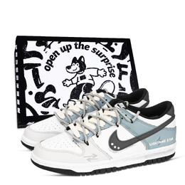 Nike Кроссовки для скейтбординга Dunk унисекс с низким верхом, черного/белого/синего цвета dd1391-100（team883-雷雨交加鞋盒） | blue white black