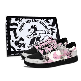 Nike Кроссовки для скейтбординга Dunk Black White, Flying Together, износостойкие, серо-розовые, унисекс hf5441-100（team-971比翼双飞男鞋盒） | gray pink