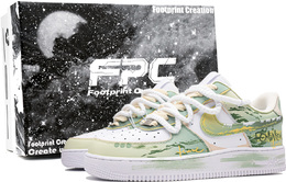 Кроссовки Air Force 1 Blue Wild Dream 2 Footprint Innovation, износостойкие, низкие, для скейтбординга, унисекс, желто-зеленые Nike, Yellow Green cw2288-111(team726-青野涂梦2-sbox) | yellow green