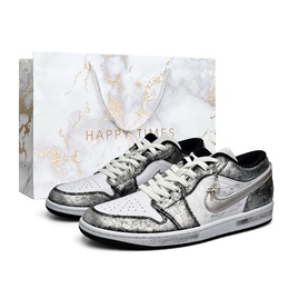 Jordan Баскетбольные кроссовки Air 1 Vintage, унисекс, низкие, цвет: черный/серебристый/розовый 553558-165(team920-星陨龙息box) | black silver pink (white special shopping bag)