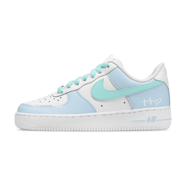 Nike Кроссовки Air Force 1 Heartbeat Blue Language, износостойкие, низкие, для скейтбординга, унисекс, белые, синие cw2288-111(team796-心动蓝语) | white blue
