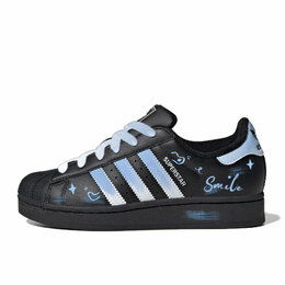 Adidas Кроссовки для скейтбординга Superstar 2 женские, низкие, черные, белые, синие ji0079(team1267-梦幻蓝调) | black silver