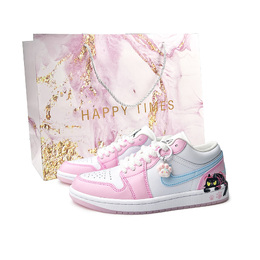 Jordan Баскетбольные кроссовки Air 1 Low Top Vintage, унисекс, розовые hm3706-141（team865-毛线小猫挂件版box） | pink